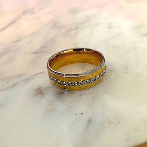 3/$25 ⭐️ Stainless Steel Men’s Ring Gold and Silver Band With Rhinestone Size 12